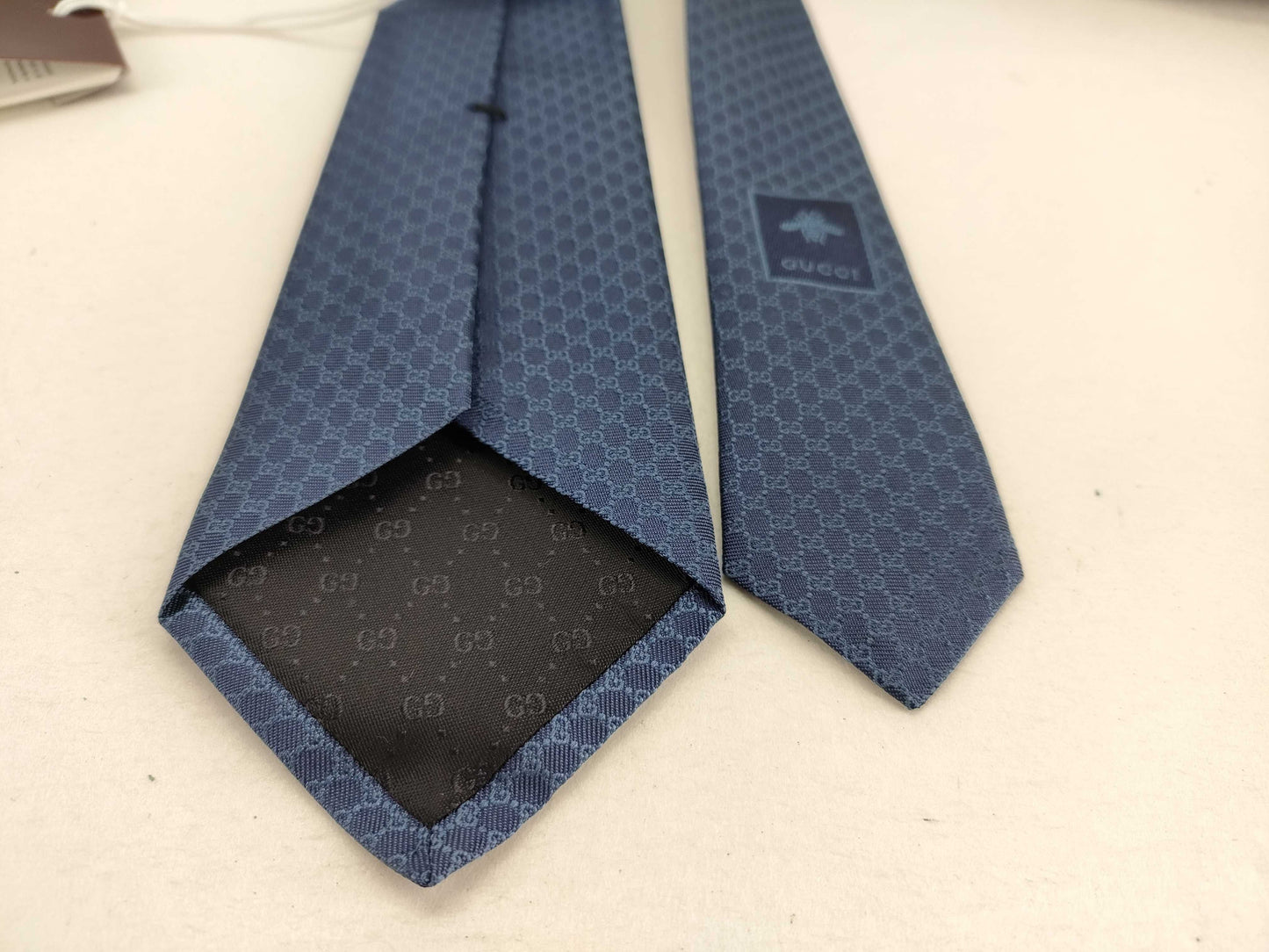 GUCCI Micro GG Tie, Navy. Accessories: Box and Tie.
