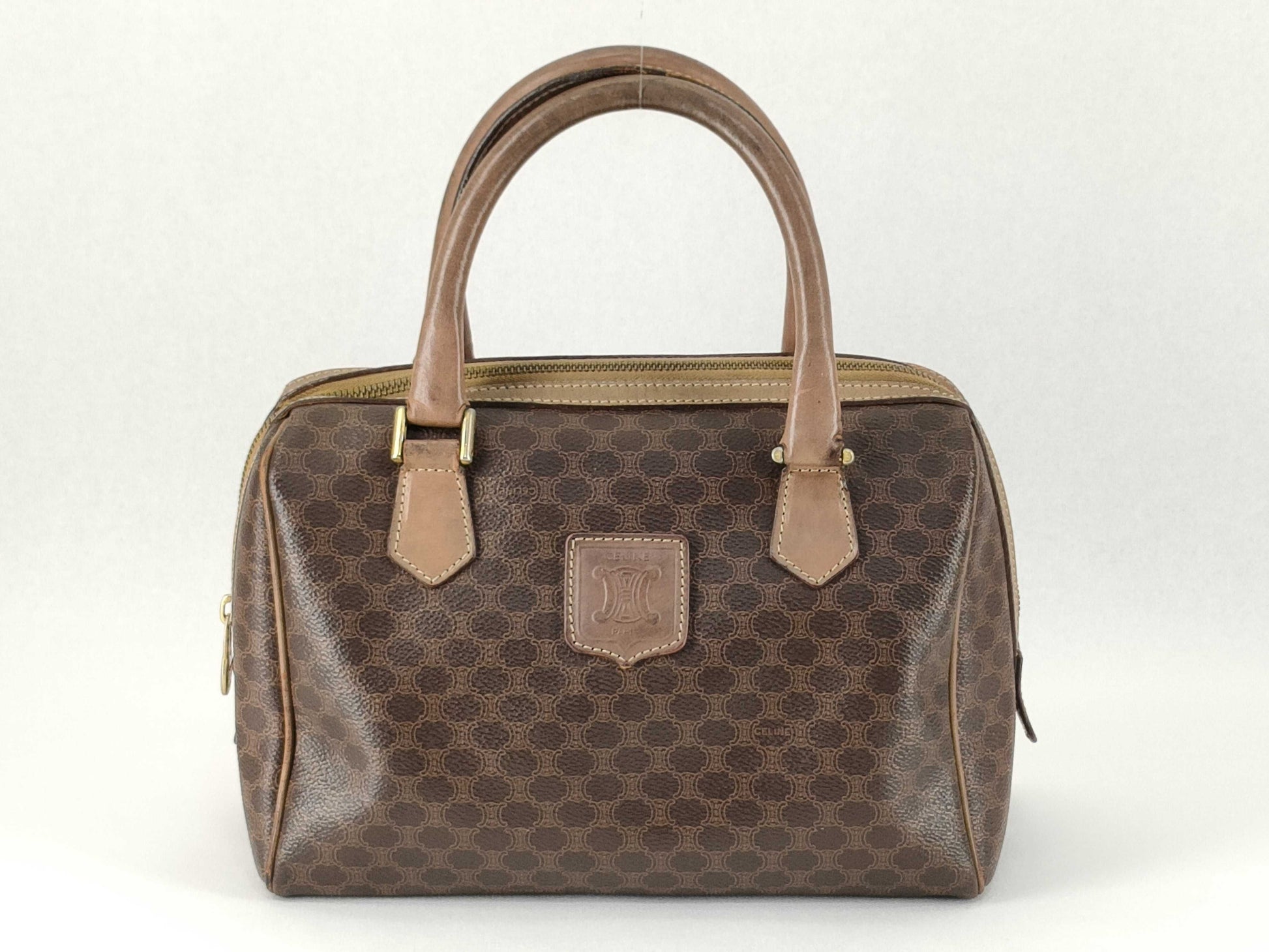 CELINE PVC Macadam Mini Boston Handbag