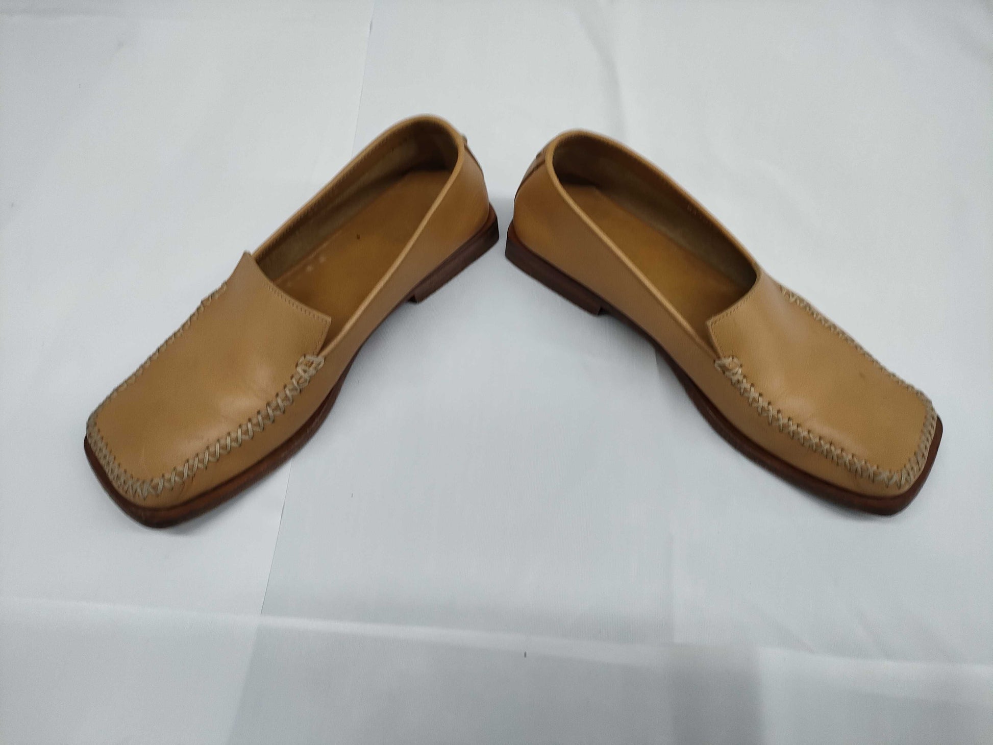 LOUIS VUITTON LV Leather Loafers Beige Size 35.5 BA1012 Other Shoes