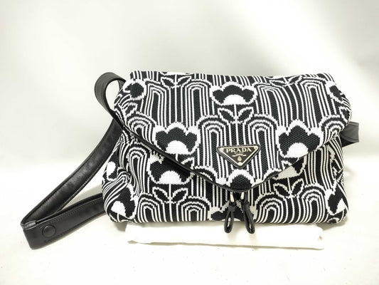 PRADA Shoulder Bag Black x White