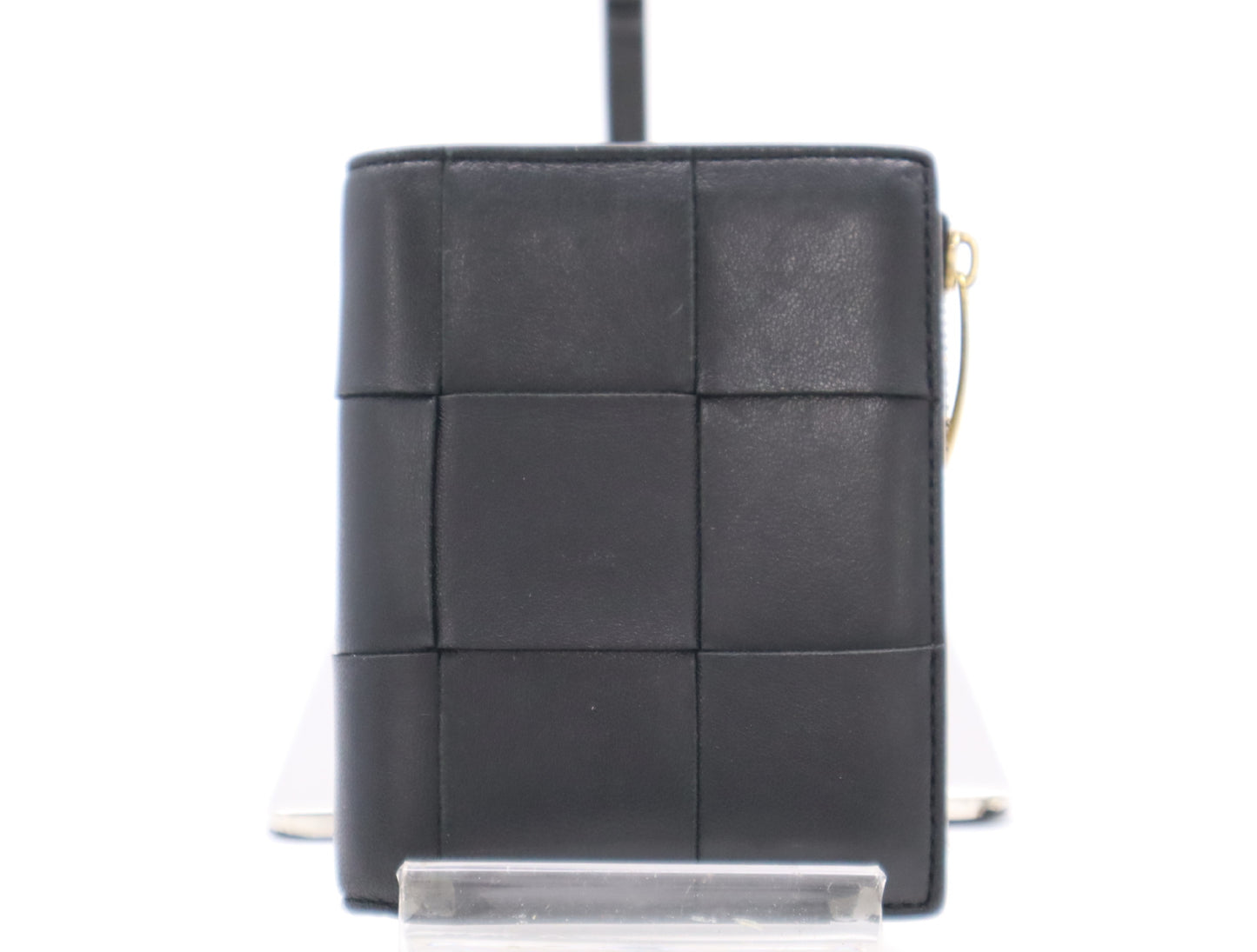 BOTTEGA VENETA 742698 706010 Lambskin Maxi Intrecciato Folding Wallet Black