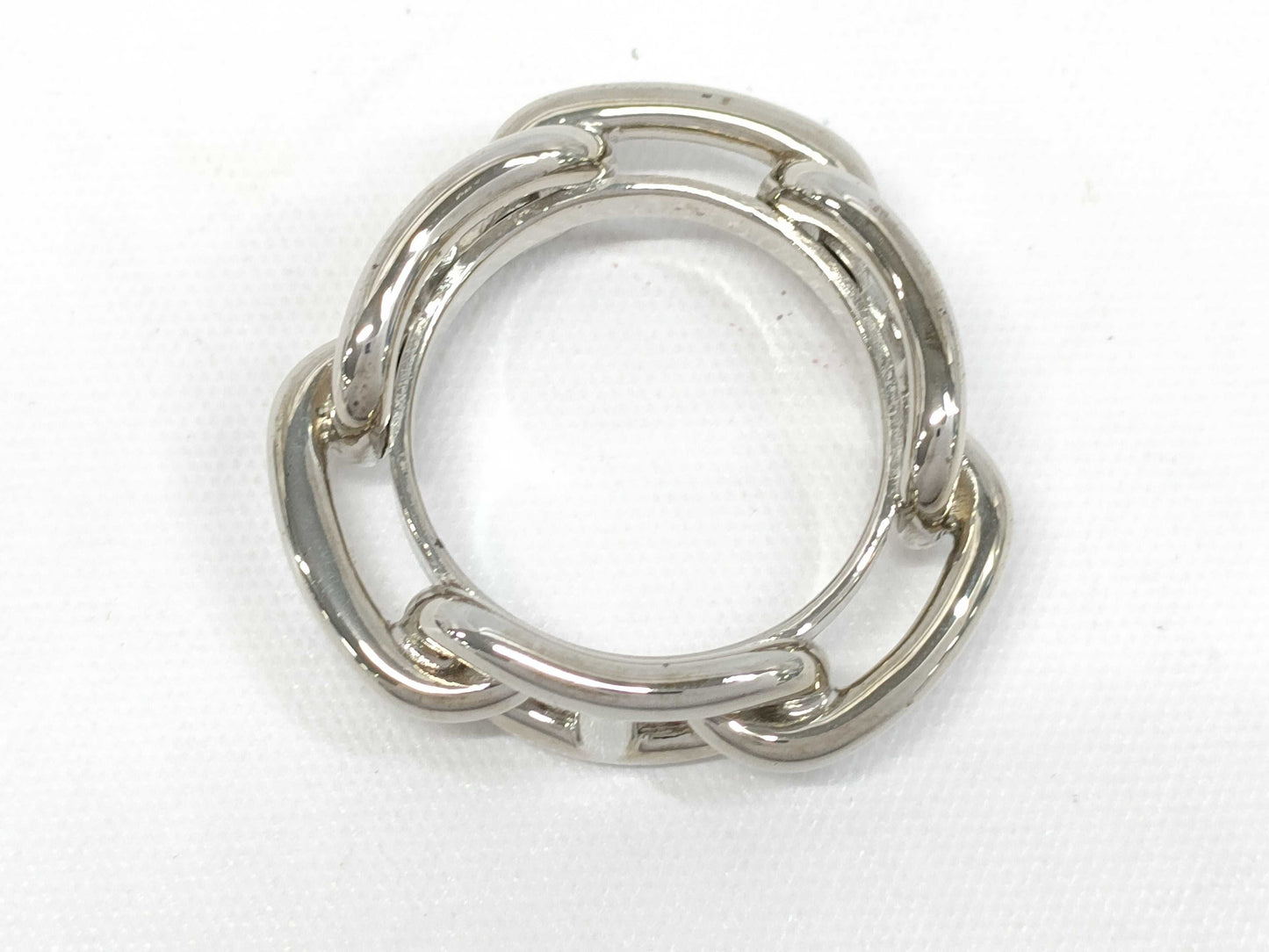 HERMES Metal Chaine d'Ancre Scarf Ring, Silver, with Box, Other Accessories