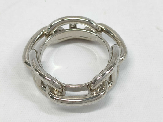 HERMES Metal Chaine d'Ancre Scarf Ring, Silver, with Box, Other Accessories