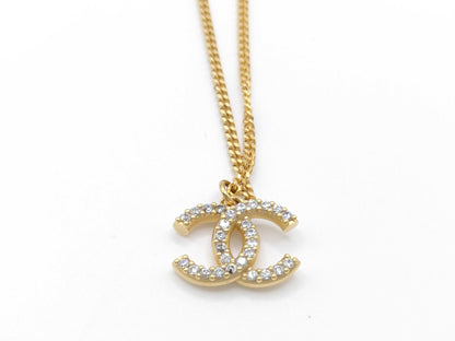 CHANEL Coco Mark Rhinestone Necklace with Box