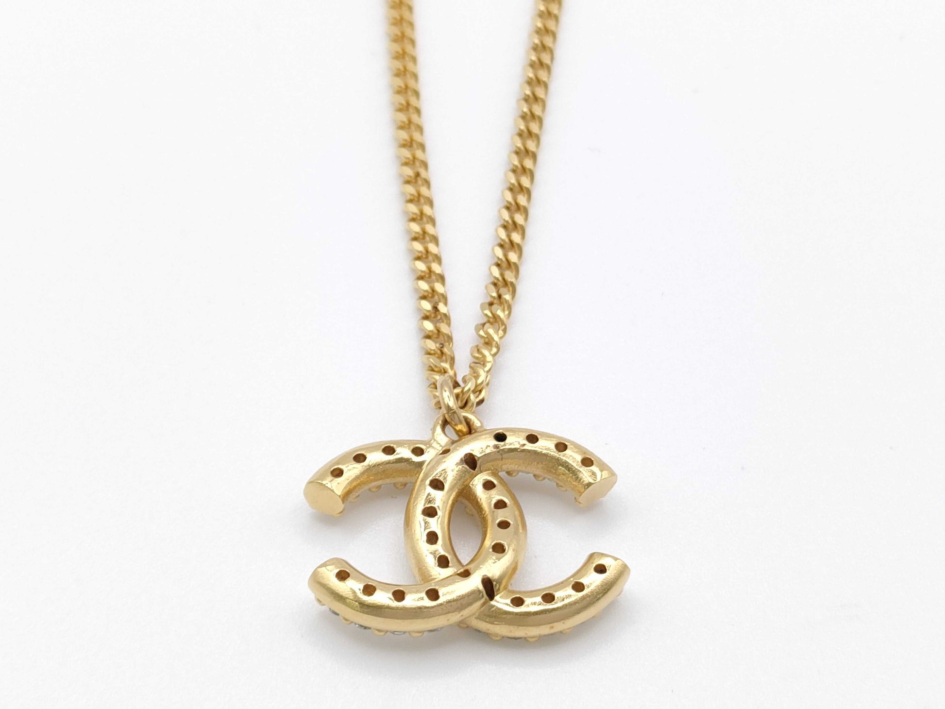 CHANEL Coco Mark Rhinestone Necklace with Box