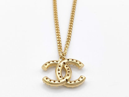 CHANEL Coco Mark Rhinestone Necklace with Box