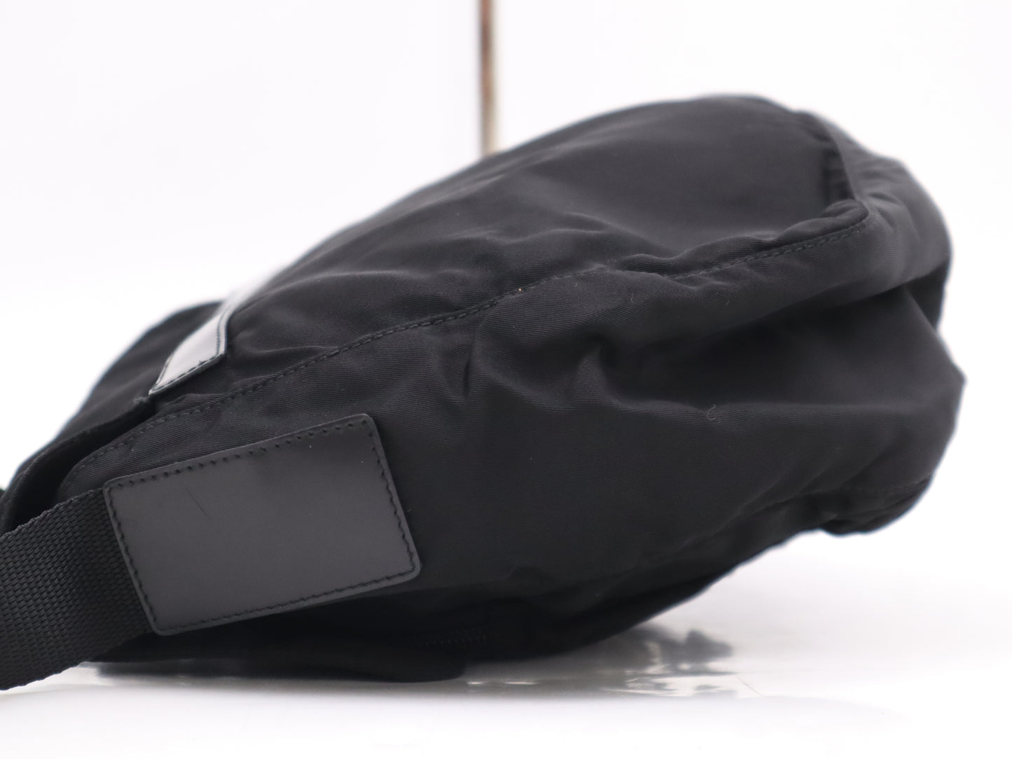 PRADA Nylon Triangle Logo Messenger Bag Black Shoulder Bag