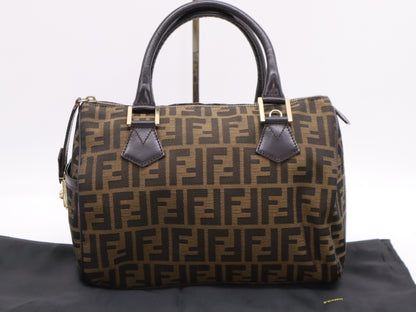 FENDI 8BL104 Zucca Mini Boston Bag, Brown, with Dust Bag