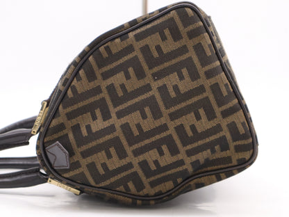 FENDI 8BL104 Zucca Mini Boston Bag, Brown, with Dust Bag