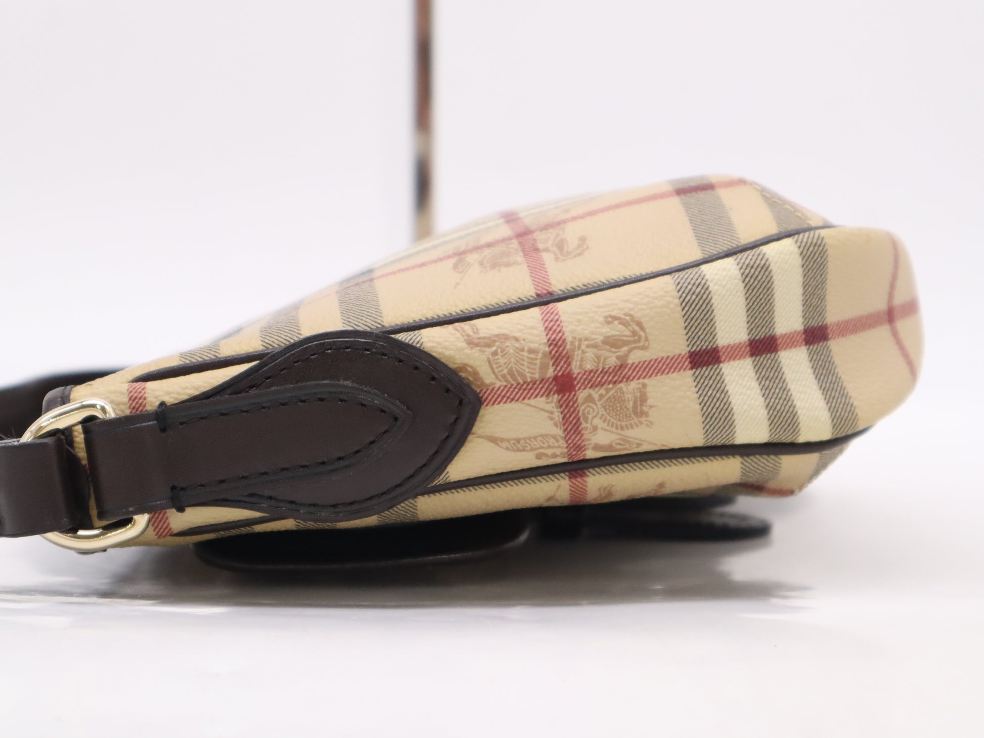 BURBERRY PVC x Leather Nova Check Shoulder Bag Brown Beige Shoulder Bag