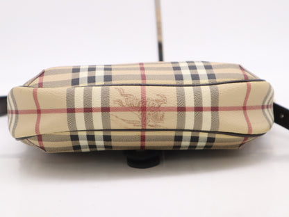 BURBERRY PVC x Leather Nova Check Shoulder Bag Brown Beige Shoulder Bag