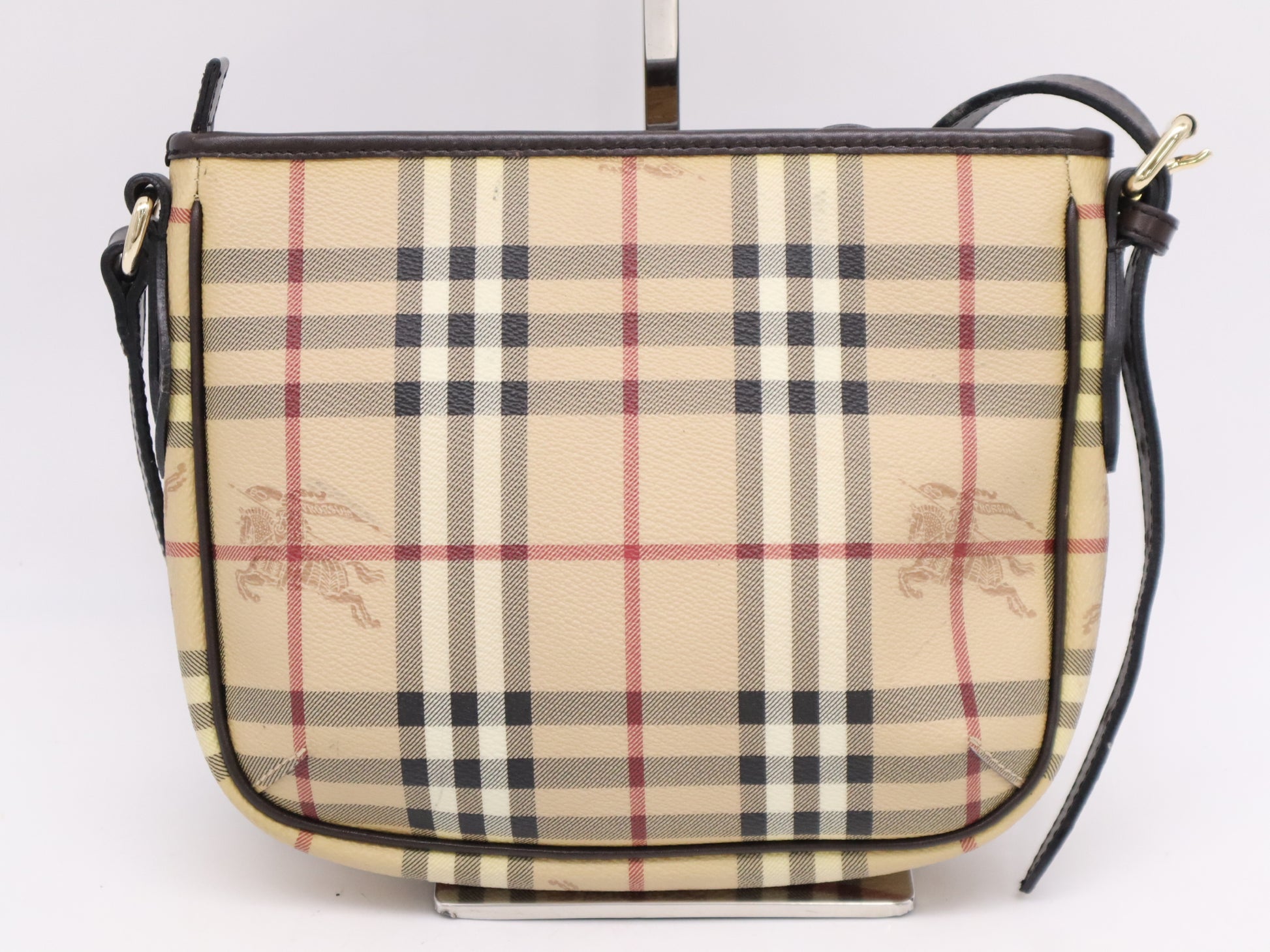 BURBERRY PVC x Leather Nova Check Shoulder Bag Brown Beige Shoulder Bag