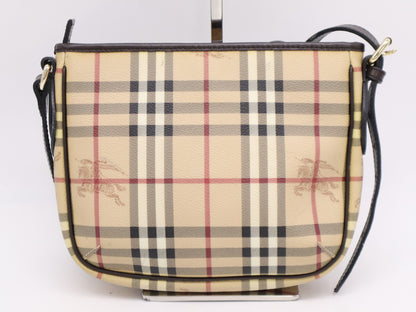 BURBERRY PVC x Leather Nova Check Shoulder Bag Brown Beige Shoulder Bag