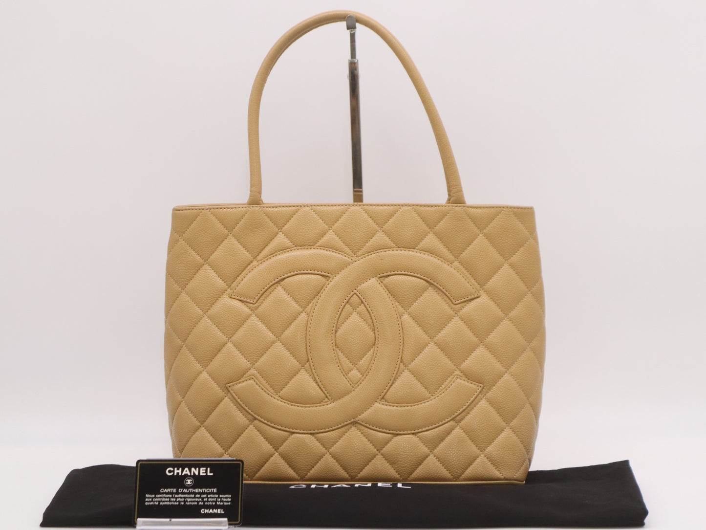 CHANEL Reissue Tote Bag, Silver Hardware, Beige, Sticker, Card, 6200462, Dust Bag Included