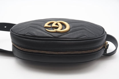 GUCCI 491294 Double G GG Marmont Quilted Belt Bag Black 498879 Waist Bag