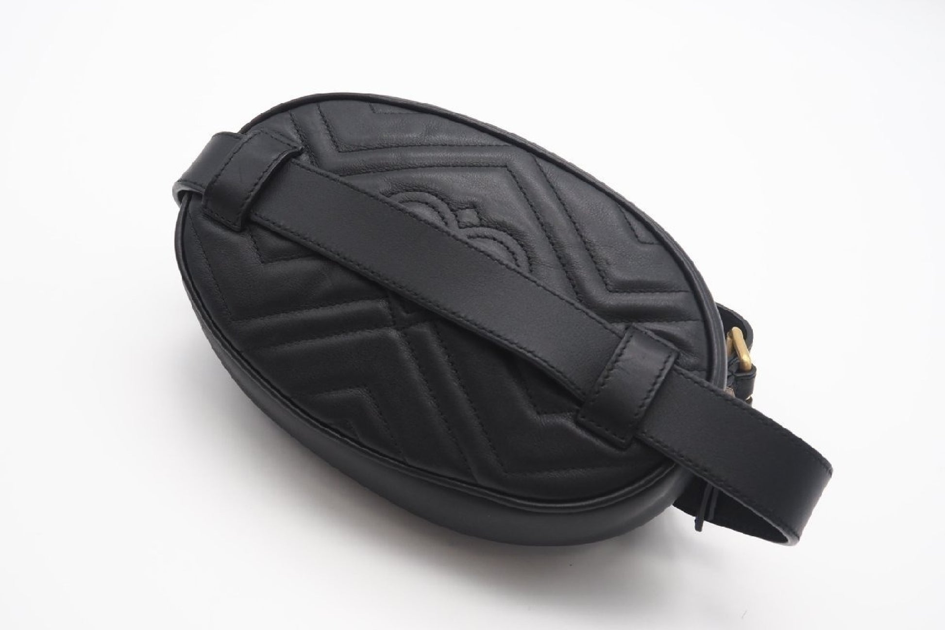 GUCCI 491294 Double G GG Marmont Quilted Belt Bag Black 498879 Waist Bag