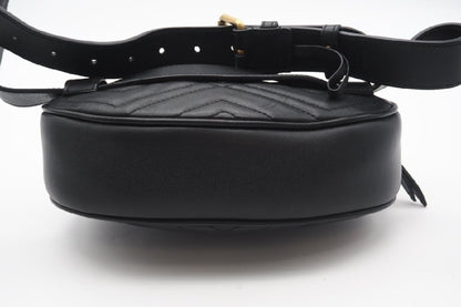 GUCCI 491294 Double G GG Marmont Quilted Belt Bag Black 498879 Waist Bag