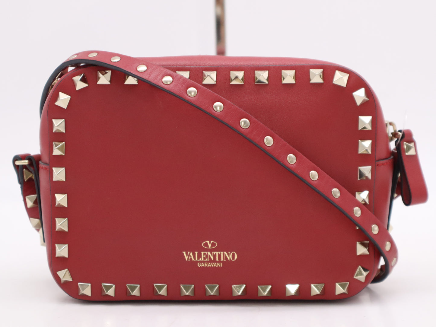 VALENTINO QW0B0809VSF Garavani Leather Rockstud Red Shoulder Bag