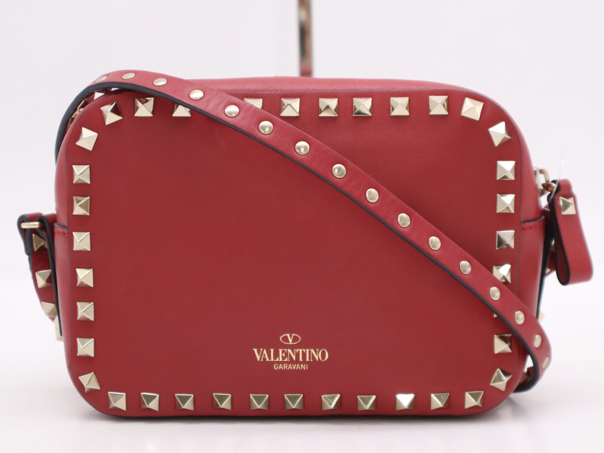 VALENTINO QW0B0809VSF Garavani Leather Rockstud Red Shoulder Bag