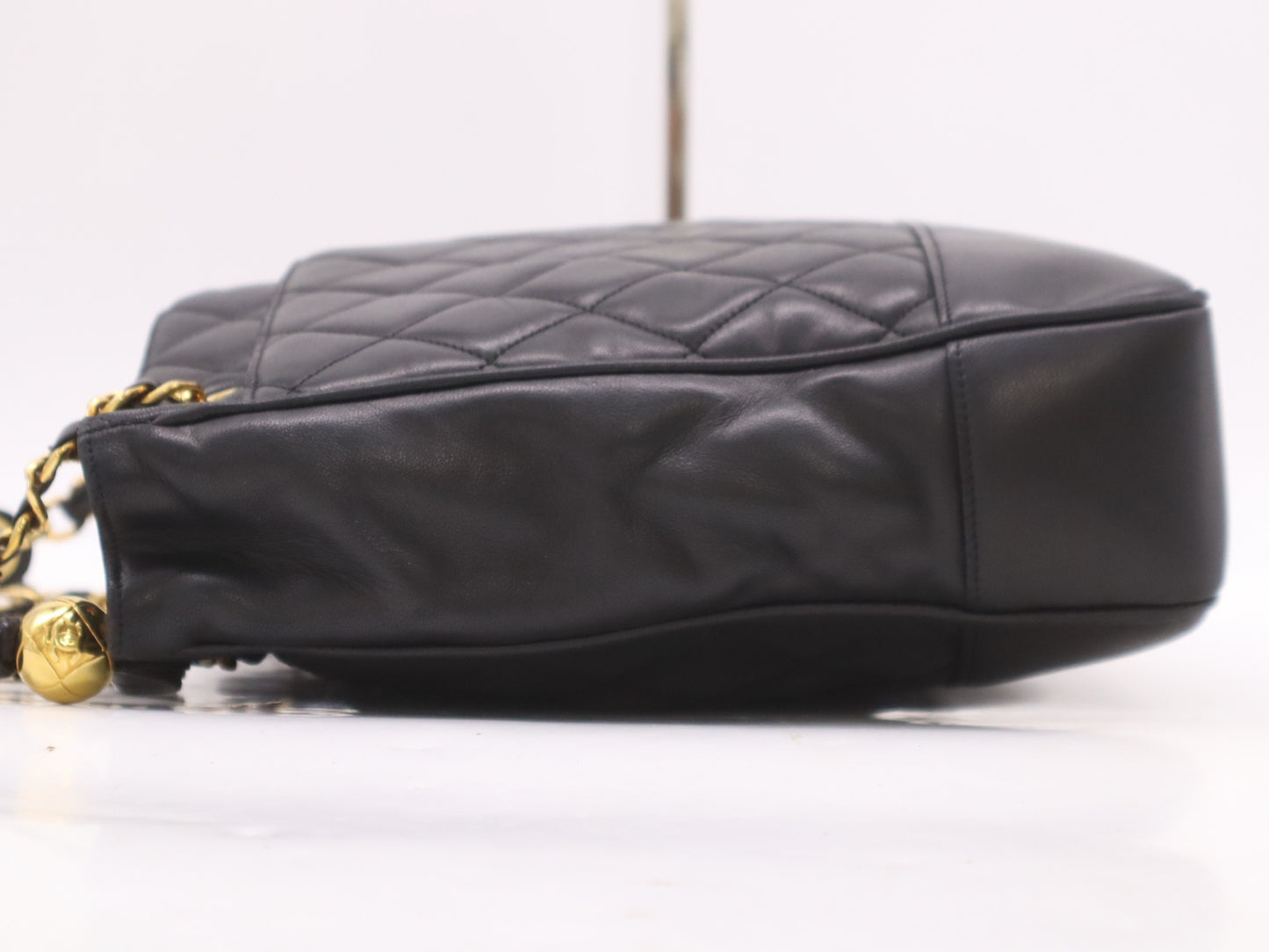 CHANEL Lambskin Chain Shoulder Bag with Black GD Hardware, Seal, Card, Dust Bag, 2541738