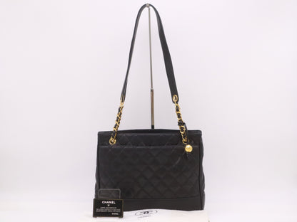 CHANEL Lambskin Chain Shoulder Bag with Black GD Hardware, Seal, Card, Dust Bag, 2541738