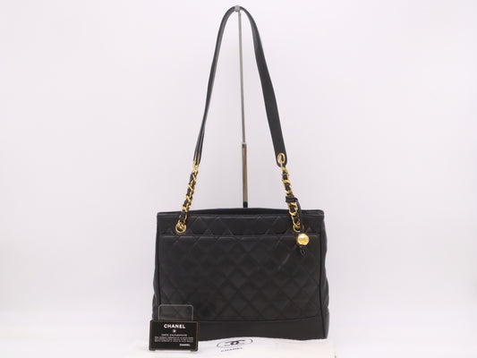 CHANEL Lambskin Chain Shoulder Bag with Black GD Hardware, Seal, Card, Dust Bag, 2541738