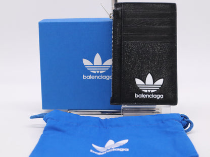 BALENCIAGA 721896 Balenciaga x Adidas Leather Fragment Case Black 203437 Wallet