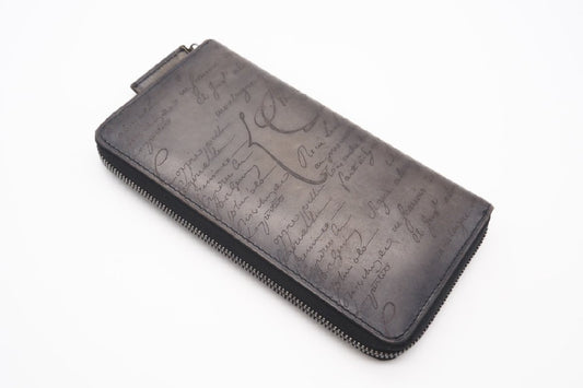 Berluti Calligraphy Long Zip Wallet Black/Gray F0290 Wallet
