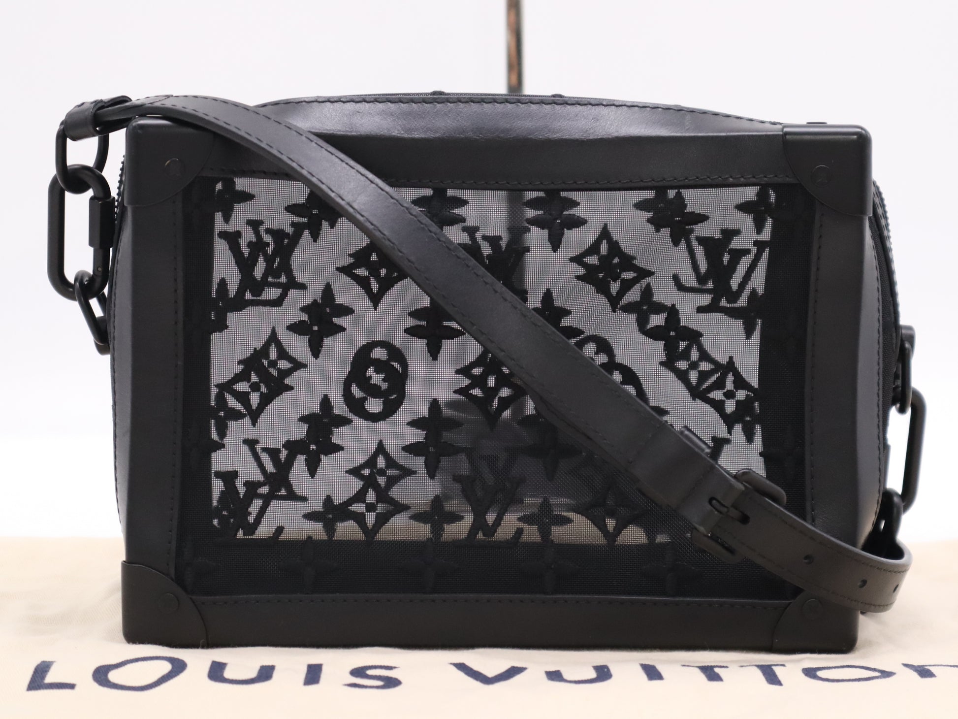 LOUIS VUITTON M53964 Monogram See-Through Soft Trunk Black RFID Enabled Shoulder Bag with Dust Bag