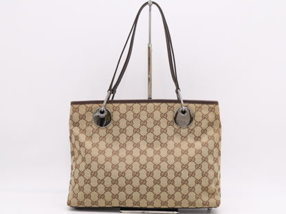 GUCCI 120837 GG Canvas Beige Brown Tote Bag