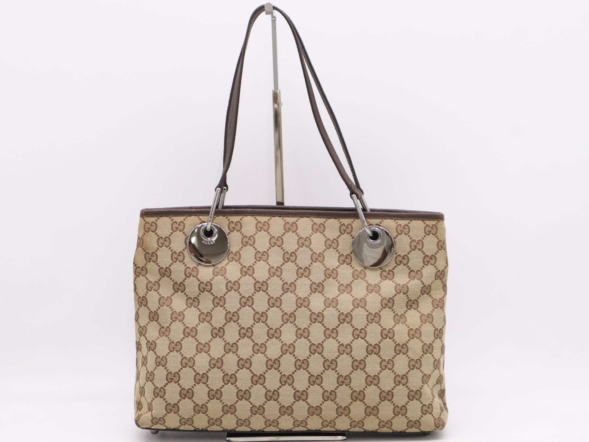 GUCCI 120837 GG Canvas Beige Brown Tote Bag