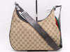 GUCCI 001-3315 GG Canvas Sherry Line Khaki Beige Dark Brown Shoulder Bag