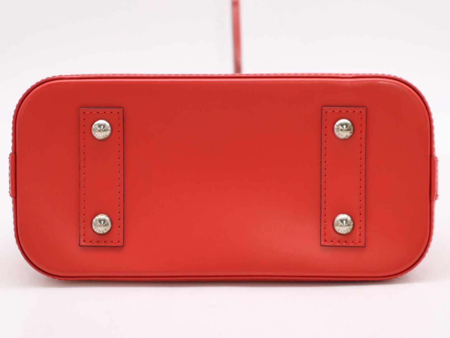 LOUIS VUITTON M41160 Epi Alma BB Coquelicot Handbag with Shoulder Strap, Cloche, Cadena, and Two Keys