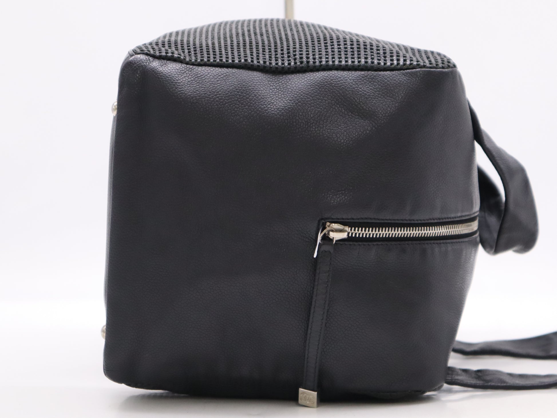 CHANEL Leather Cube Bag, Mesh, Black, Seal, Card, 9577838 Handbag