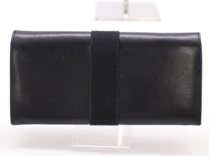 Salvatore Ferragamo 223059 Leather Vara Long Wallet with Ribbon, Black