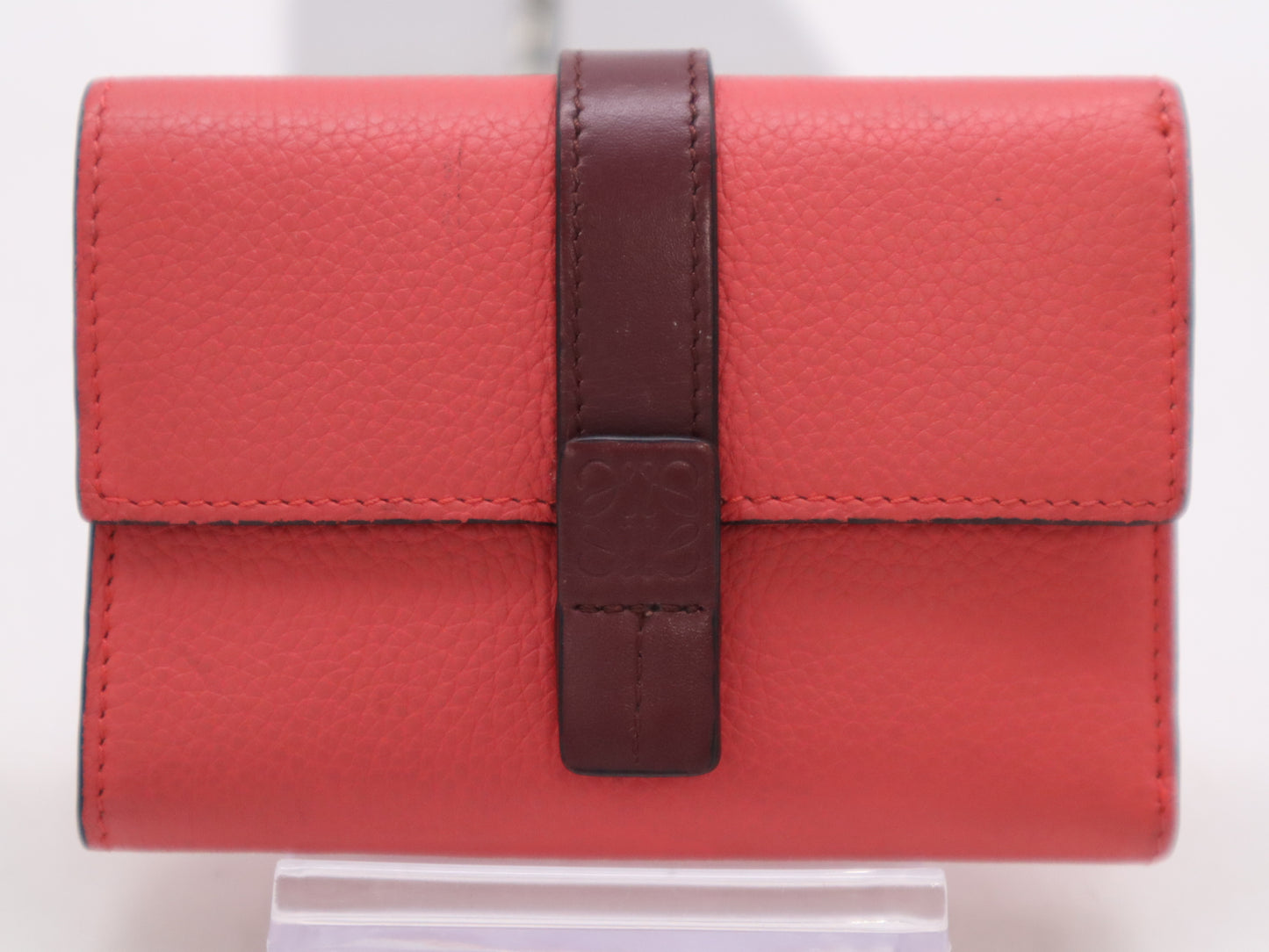 LOEWE Leather Anagram Small Vertical Wallet, Two-Tone Pink and Brown