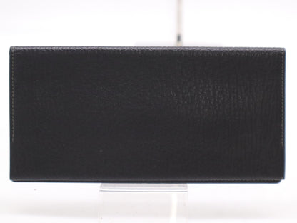 Yves Saint Laurent Leather Long Wallet Black Wallet