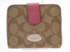 COACH F52675 Signature Medium Zip-Around Leather PVC Beige Pink Wallet