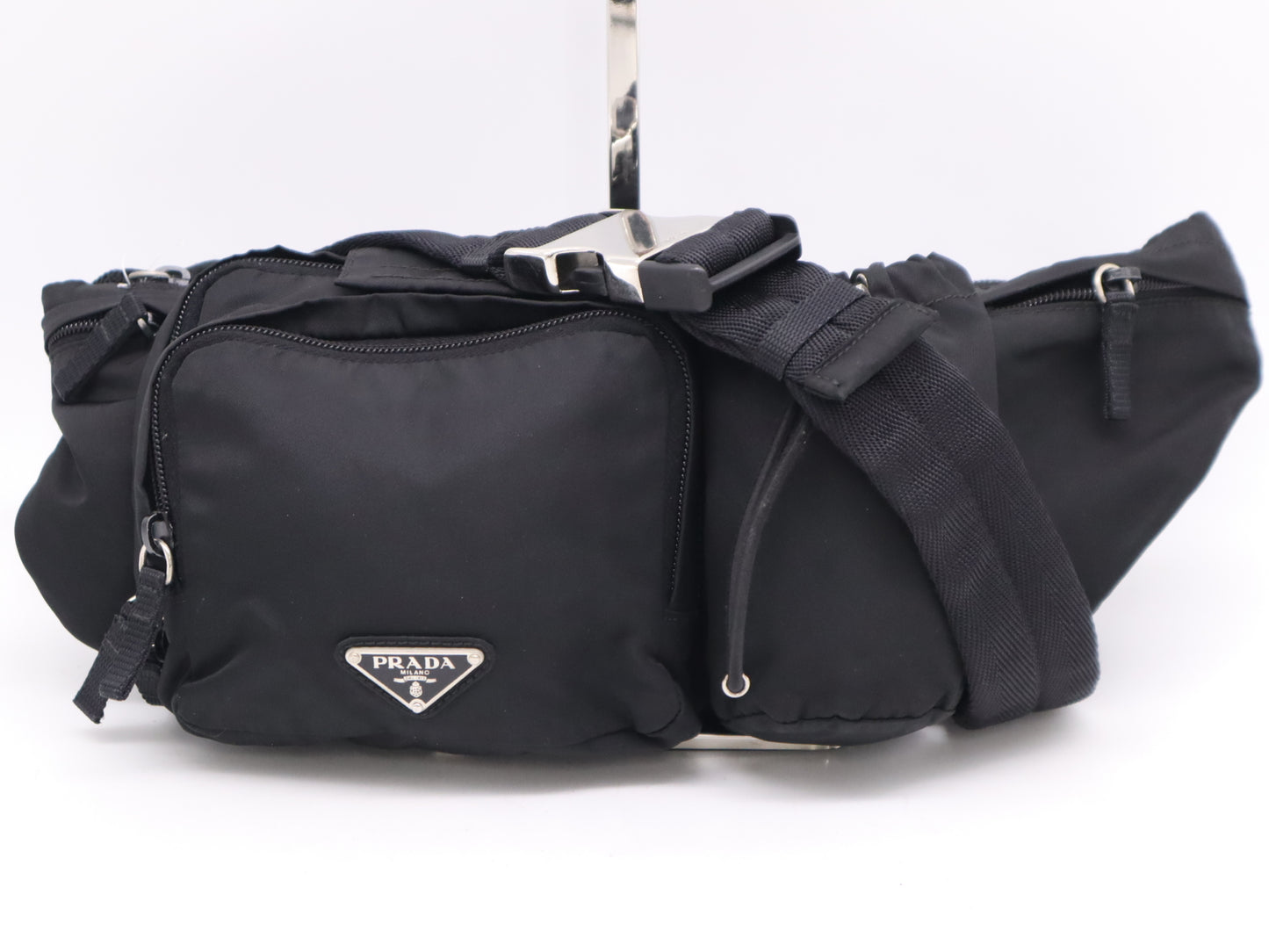 PRADA Nylon Triangle Logo Waist Bag