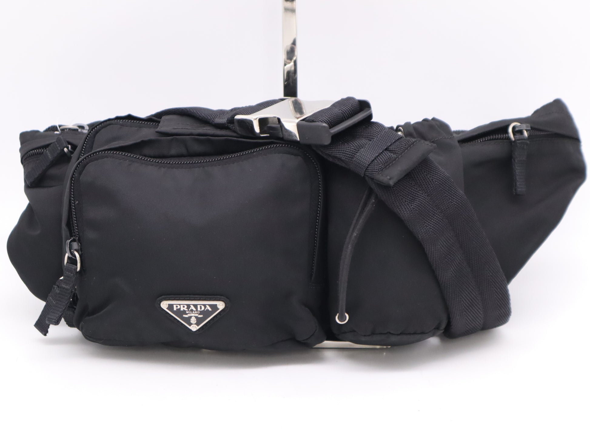 PRADA Nylon Triangle Logo Waist Bag