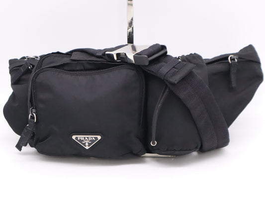 PRADA Nylon Triangle Logo Waist Bag