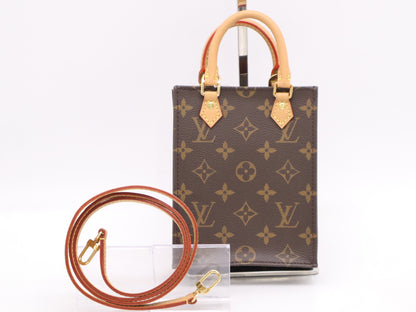 LOUIS VUITTON M81295 Monogram Petite Sac Plat Handbag with Shoulder Strap