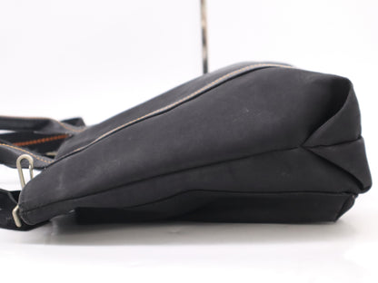 HERMES Caravan Horizontal MM 2WAY Canvas Black Tote Bag