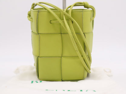 BOTTEGA VENETA Leather Maxi Intrecciato Cassette Mini Crossbody Bag in Light Green with Dust Bag