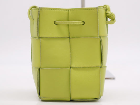 BOTTEGA VENETA Leather Maxi Intrecciato Cassette Mini Crossbody Bag in Light Green with Dust Bag
