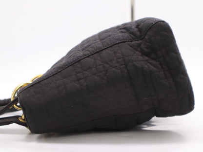 Dior Nylon Lady Dior Cannage Black Handbag with Charm and GD Hardware