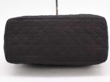Dior Nylon Lady Dior Cannage Black Handbag with Charm and GD Hardware