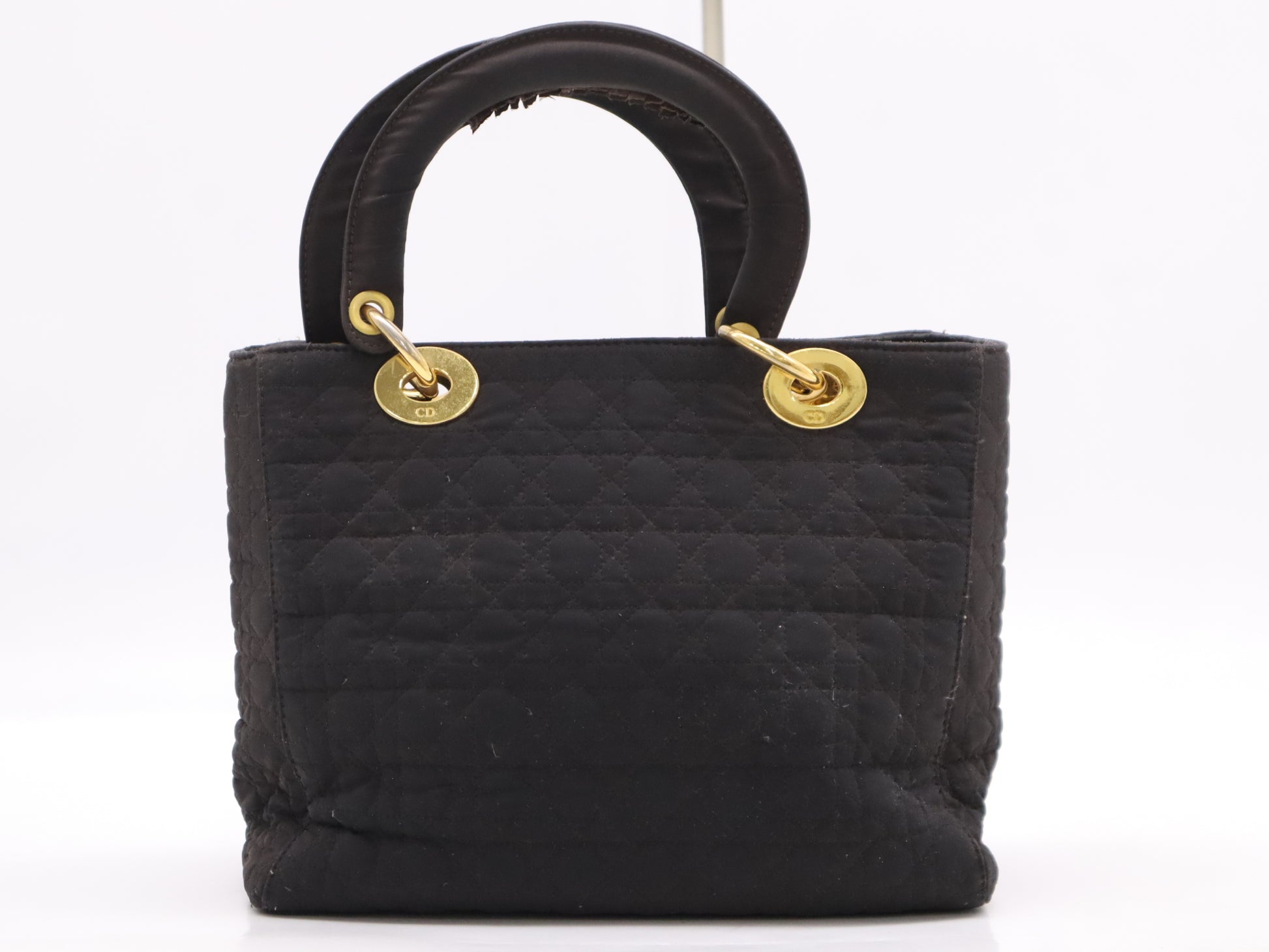 Dior Nylon Lady Dior Cannage Black Handbag with Charm and GD Hardware