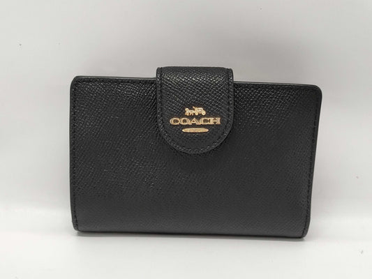 COACH Leather Compact Wallet Black