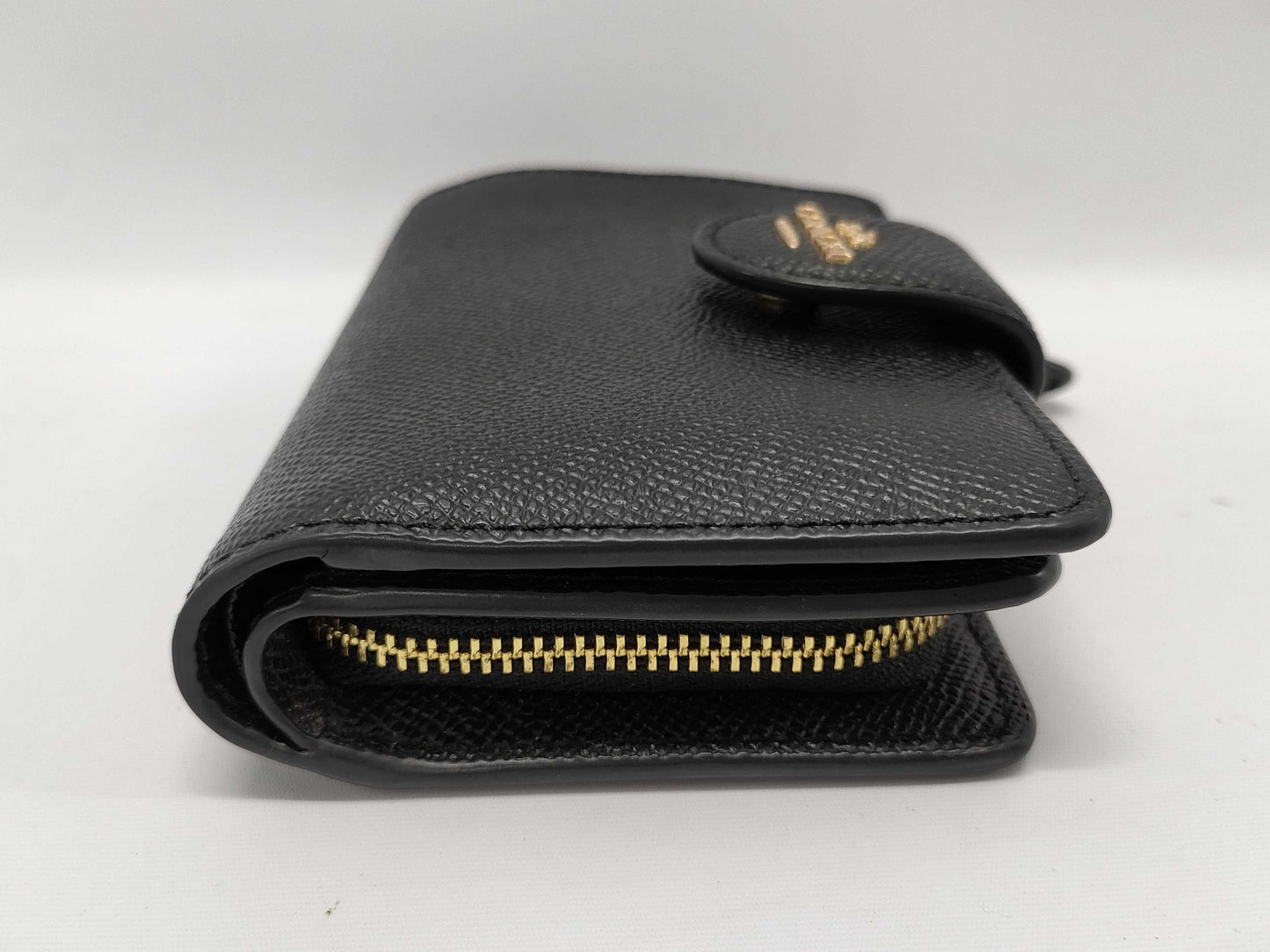 COACH Leather Compact Wallet Black